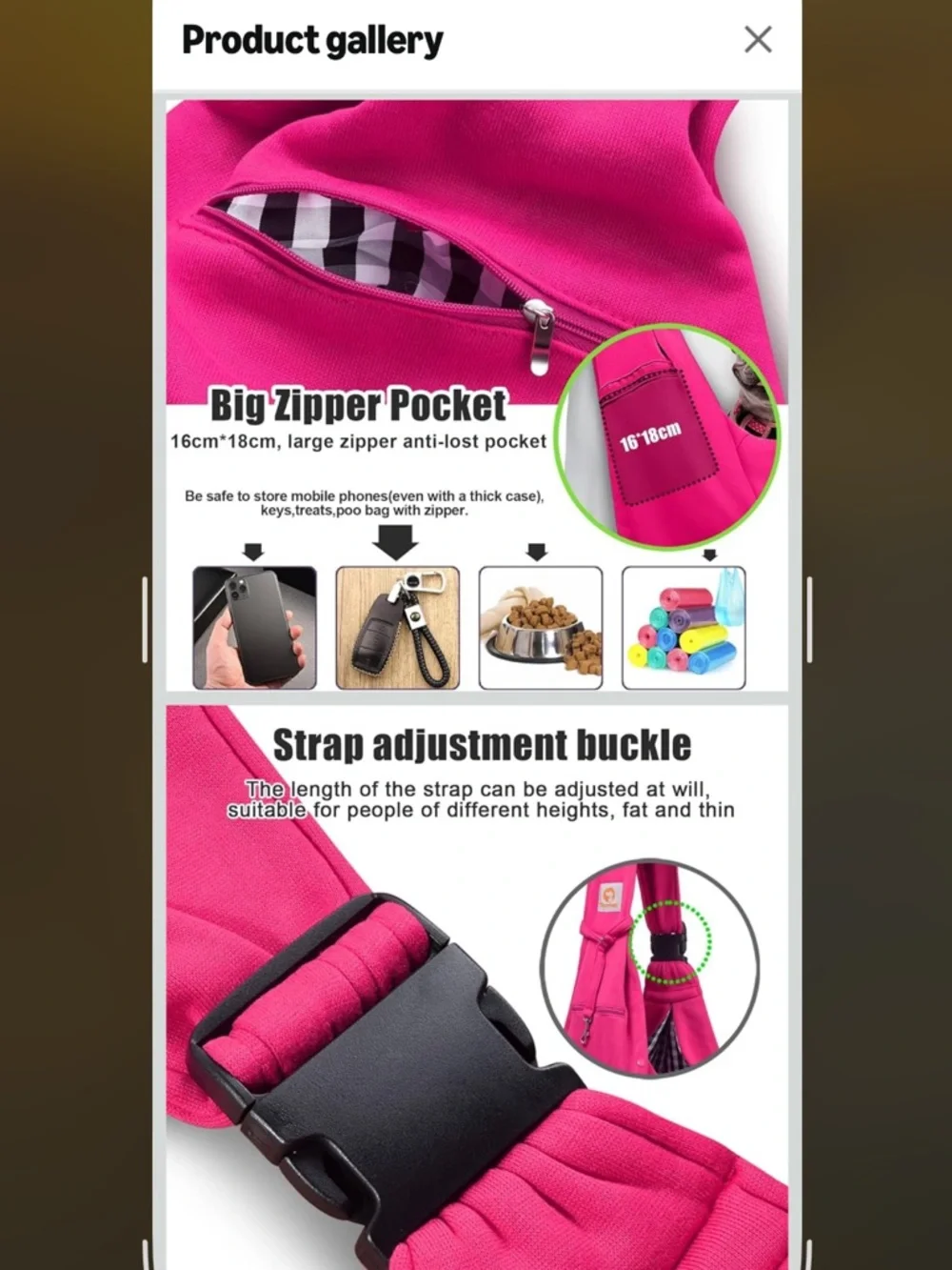 Tomikas Hot Pink Pet Sling Carrier